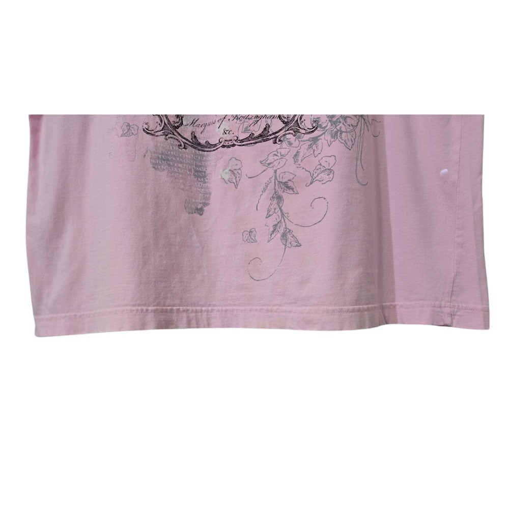Sonoma Women's 1X Boho Pink Graphic Tee Heraldic Crest Rhinestone Cotton Shirt - Picture 4 of 7
